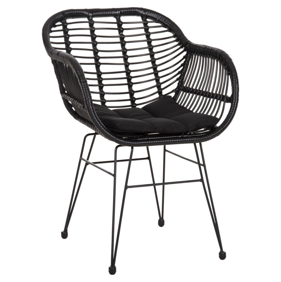 ΠΟΛΥΘΡΟΝΑ ΜΕ ΜΑΞΙΛΑΡΙ ΜΕΤΑΛΛΙΚΗ ΜΕ WICKER ΜΑΥΡΟ 58x59x82Υεκ.