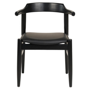 ΠΟΛΥΘΡΟΝΑ ΤΡΑΠΕΖΑΡΙΑΣ RUBBERWOOD & PU ΣΕ ΜΑΥΡΟ 57x54x74Υεκ.