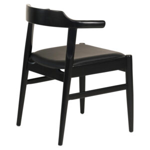 ΠΟΛΥΘΡΟΝΑ ΤΡΑΠΕΖΑΡΙΑΣ RUBBERWOOD & PU ΣΕ ΜΑΥΡΟ 57x54x74Υεκ.