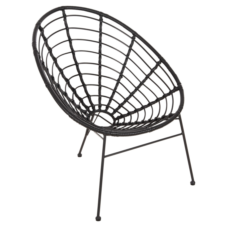 ΠΟΛΥΘΡΟΝΑ ΤΥΠΟΥ ΦΩΛΙΑ ΜΕΤΑΛΛΙΚΗ ΜΕ WICKER-ΜΑΥΡΟ 73x78x88Υεκ.