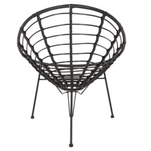 ΠΟΛΥΘΡΟΝΑ ΤΥΠΟΥ ΦΩΛΙΑ ΜΕΤΑΛΛΙΚΗ ΜΕ WICKER-ΜΑΥΡΟ 73x78x88Υεκ.