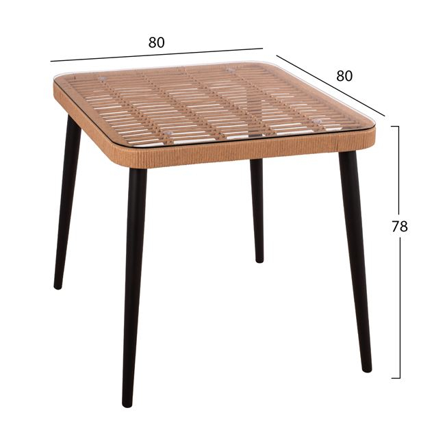 ΣΕΤ 3ΤΜΧ WICKER ΜΕ ΤΡΑΠΕΖΙ 80X80Χ78Υ ΜΠΕΖ & ΜΑΥΡΟ ΧΡΩΜΑ