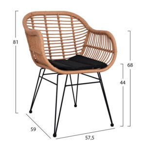 ΣΕΤ 3ΤΜΧ WICKER ΜΕ ΤΡΑΠΕΖΙ 80X80Χ78Υ ΜΠΕΖ & ΜΑΥΡΟ ΧΡΩΜΑ