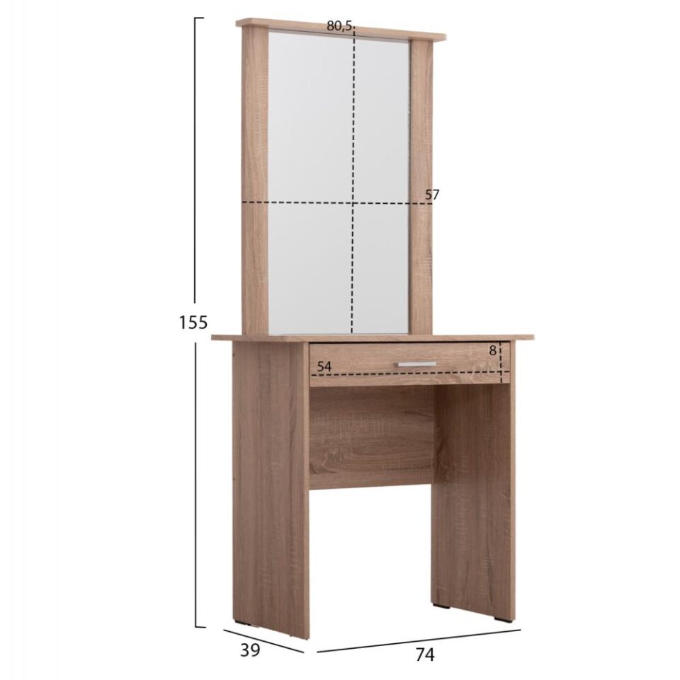 ΤΟΥΑΛΕΤΑ ΜΕ ΚΑΘΡΕΠΤΗ & ΣΚΑΜΠΟ ΜΕΛΑΜΙΝΗ SONAMA OAK 74x39x155Υεκ.