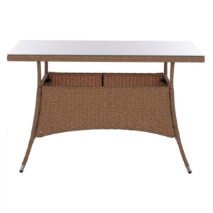 ΤΡΑΠΕΖΙ ΜΕΤΑΛΛΙΚΟ RATTAN ΜΠΕΖ ΚΑΦΕ 120x70x75Υ εκ.