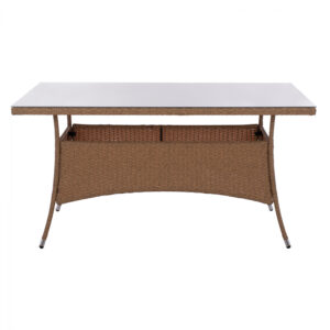 ΤΡΑΠΕΖΙ ΜΕΤΑΛΛΙΚΟ RATTAN ΜΠΕΖ ΚΑΦΕ 150x90x75 εκ.