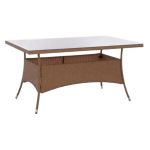ΤΡΑΠΕΖΙ ΜΕΤΑΛΛΙΚΟ RATTAN ΜΠΕΖ ΚΑΦΕ 150x90x75 εκ.