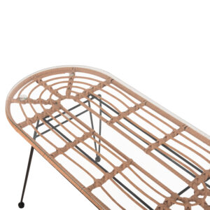 ΤΡΑΠΕΖΙ ΟΒΑΛ ΧΑΜΗΛΟ ΜΠΕΖ WICKER-ΜΑΥΡΟ ΜΕΤΑΛΛΟ 100x45x51,5Υεκ.