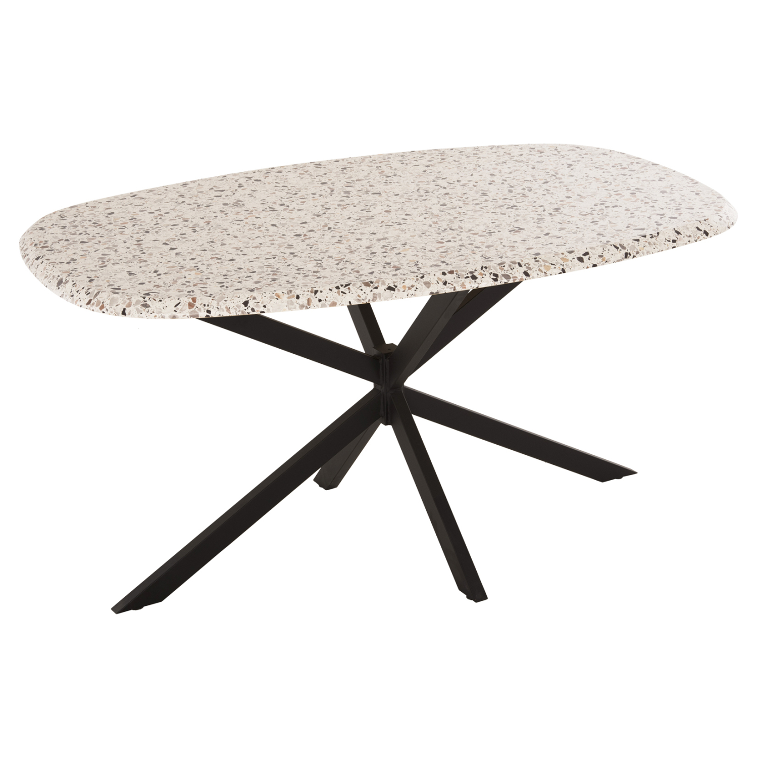 ΤΡΑΠΕΖΙ ΟΒΑΛ ΜΕ WERZALIT TERRAZZO-ΜΑΥΡΗ ΧΙΑΣΤΙ ΒΑΣΗ 146x94x75Υεκ