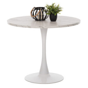 ΤΡΑΠΕΖΙ ΤΡΑΠΕΖΑΡΙΑΣ ΣΤΡΟΓΓΥΛΟ WHITE MARBLE Φ90x74Y εκ.