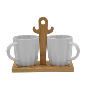 CACTUS ΚΟΥΠΑ ESPRESSO SET 2ΤΜΧ 20x12x17 ΠΟΡΣΕΛΑΝΗ ΛΕΥΚΟ ΦΥΣΙΚΟ BAMBOO