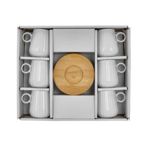 RIPPLE ΚΟΥΠΑ ESPRESSO SET 6ΤΜΧ 26x23x6 ΠΟΡΣΕΛΑΝΗ ΛΕΥΚΟ ΦΥΣΙΚΟ BAMBOO