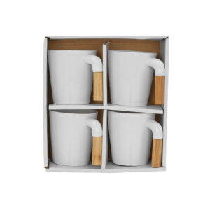 NORDIC ΚΟΥΠΑ SET 4ΤΜΧ 23x23x9 ΠΟΡΣΕΛΑΝΗ ΛΕΥΚΟ ΦΥΣΙΚΟ BAMBOO