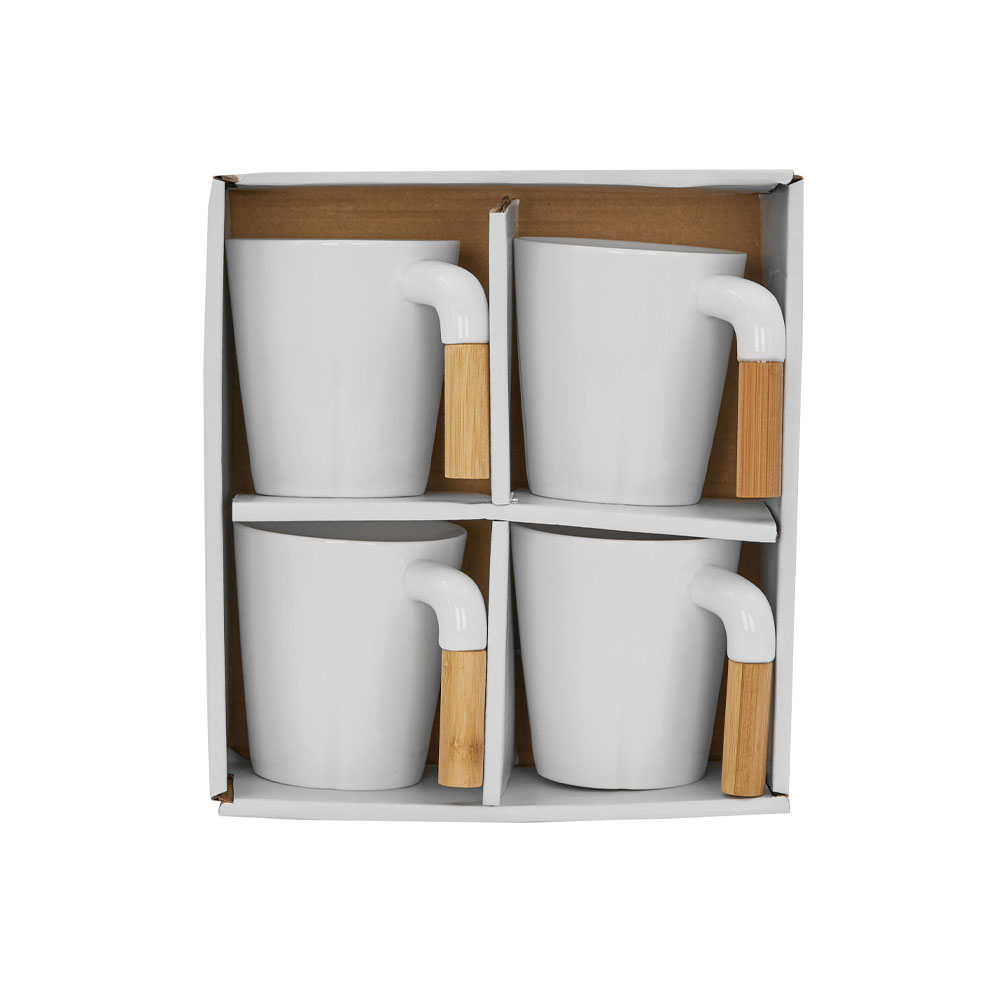 NORDIC ΚΟΥΠΑ SET 4ΤΜΧ 23x23x9 ΠΟΡΣΕΛΑΝΗ ΛΕΥΚΟ ΦΥΣΙΚΟ BAMBOO
