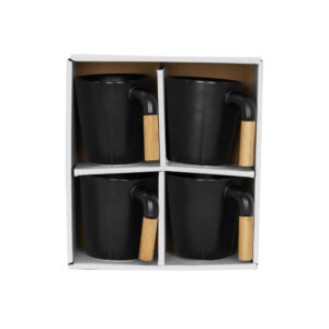 NORDIC ΚΟΥΠΑ SET 4ΤΜΧ 13x23x9 ΠΟΡΣΕΛΑΝΗ ΜΑΥΡΟ ΦΥΣΙΚΟ BAMBOO