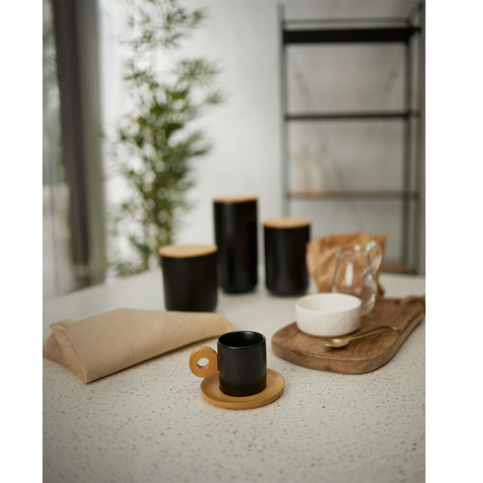 NORDIC ΚΟΥΠΑ ESPRESSO SET 2ΤΜΧ 20x14x7 ΠΟΡΣΕΛΑΝΗ ΜΑΥΡΟ ΦΥΣΙΚΟ BAMBOO