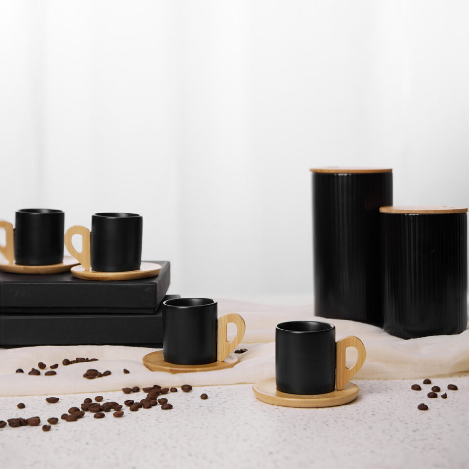 NORDIC ΚΟΥΠΑ ESPRESSO SET 6ΤΜΧ 29x21x7 ΠΟΡΣΕΛΑΝΗ ΜΑΥΡΟ ΦΥΣΙΚΟ BAMBOO