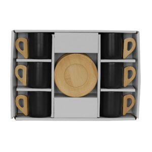 NORDIC ΚΟΥΠΑ ESPRESSO SET 6ΤΜΧ 29x21x7 ΠΟΡΣΕΛΑΝΗ ΜΑΥΡΟ ΦΥΣΙΚΟ BAMBOO