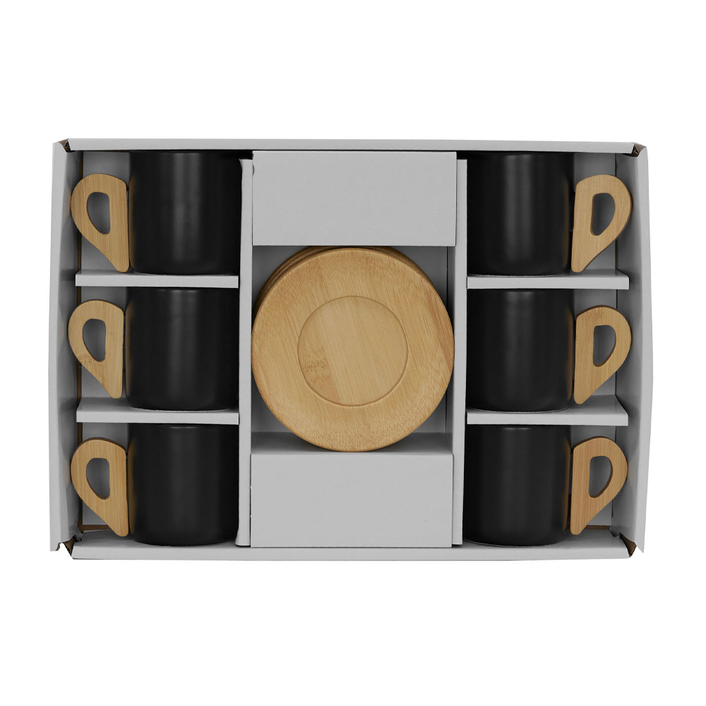 NORDIC ΚΟΥΠΑ ESPRESSO SET 6ΤΜΧ 29x21x7 ΠΟΡΣΕΛΑΝΗ ΜΑΥΡΟ ΦΥΣΙΚΟ BAMBOO