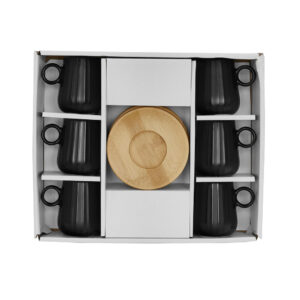 RIPPLE ΚΟΥΠΑ ESPRESSO SET 6ΤΜΧ 26x23x6 ΠΟΡΣΕΛΑΝΗ ΜΑΥΡΟ ΦΥΣΙΚΟ BAMBOO
