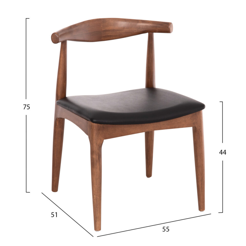 KΑΡΕΚΛΑ ΤΡΑΠΕΖΑΡΙΑΣ RUBBERWOOD ΚΑΡΥΔΙ-ΜΑΥΡΟ PU 55x51x75Υεκ