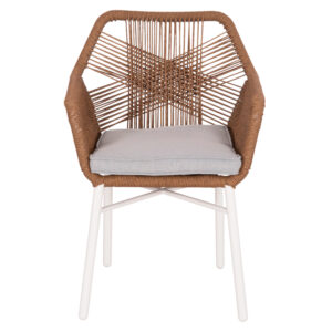 ΠΟΛΥΘΡΟΝΑ TOPIN ΑΛΟΥΜΙΝΙΟ ΛΕΥΚΟ-P.E. RATTAN ΜΠΕΖ 59x63x81Υεκ