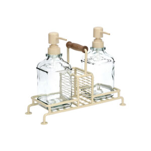 ΔΟΧΕΙΑ ΥΓΡΟΥ ΠΙΑΤΩΝ ALLURE 2x300ml ΜΕ ΜΕΤΑΛΛΙΚΗ ΒΑΣΗ & ΘΗΚΗ ΓΙΑ ΣΦΟΥΓΓΑΡΙ IVORY