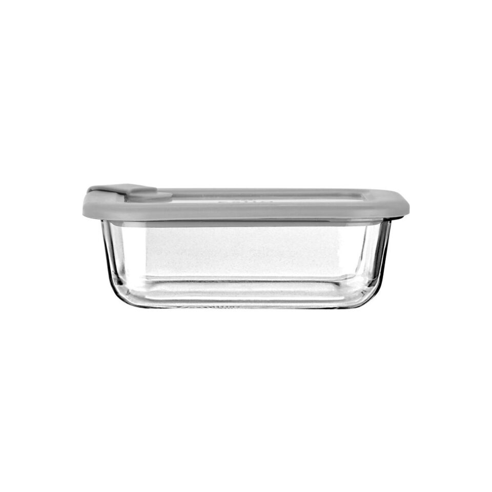 ΦΑΓΗΤΟΔΟΧΕΙΟ COLORSEAL ΓΥΑΛΙΝΟ 370ml 16.3x12.3x6.2cm ΜΕ ΚΑΠΑΚΙ ΣΙΛΙΚΟΝΗΣ ΓΚΡΙ