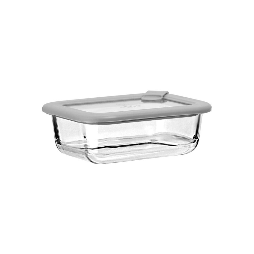ΦΑΓΗΤΟΔΟΧΕΙΟ COLORSEAL ΓΥΑΛΙΝΟ 370ml 16.3x12.3x6.2cm ΜΕ ΚΑΠΑΚΙ ΣΙΛΙΚΟΝΗΣ ΓΚΡΙ