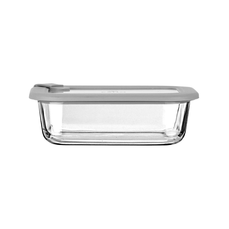 ΦΑΓΗΤΟΔΟΧΕΙΟ COLORSEAL ΓΥΑΛΙΝΟ 640ml 18.9x14.5x6.7 ΜΕ ΚΑΠΑΚΙ ΣΙΛΙΚΟΝΗΣ ΓΚΡΙ