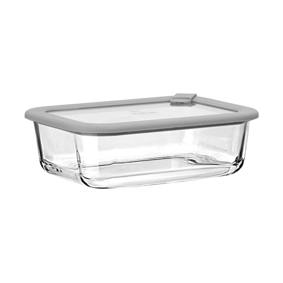 ΦΑΓΗΤΟΔΟΧΕΙΟ COLORSEAL ΓΥΑΛΙΝΟ 1050ml 21.6x16.5x7.4cm ΜΕ ΚΑΠΑΚΙ ΣΙΛΙΚΟΝΗΣ ΓΚΡΙ