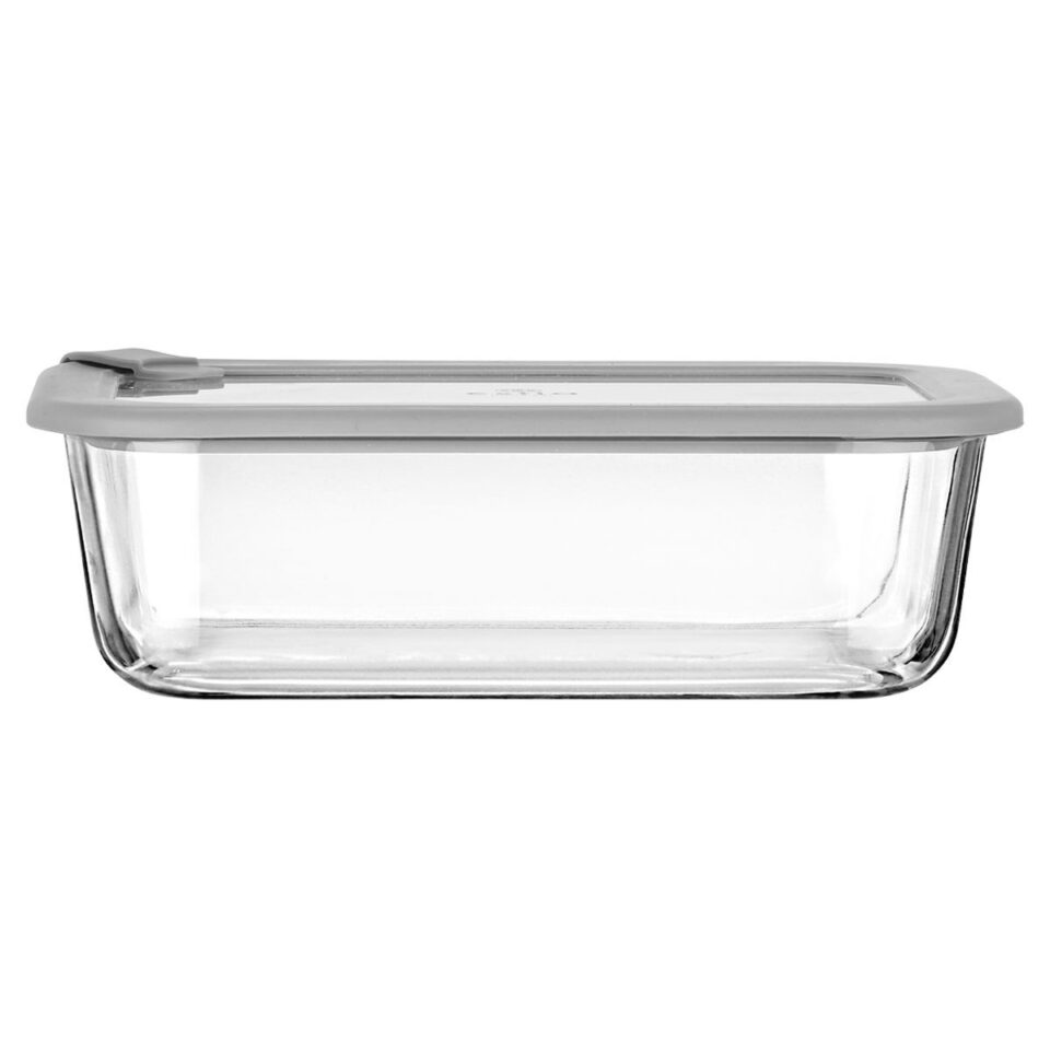 ΦΑΓΗΤΟΔΟΧΕΙΟ COLORSEAL ΓΥΑΛΙΝΟ 1520ml 23.5x17.8x7.6cm ΜΕ ΚΑΠΑΚΙ ΣΙΛΙΚΟΝΗΣ ΓΚΡΙ