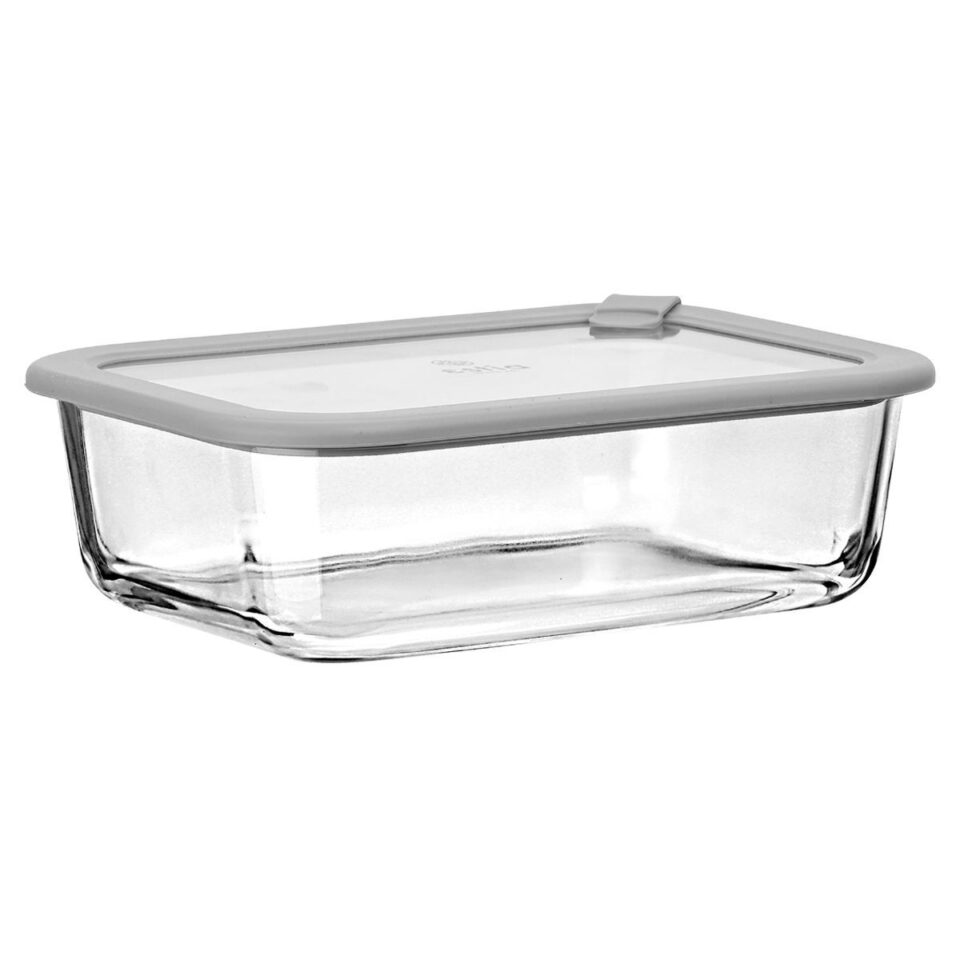 ΦΑΓΗΤΟΔΟΧΕΙΟ COLORSEAL ΓΥΑΛΙΝΟ 1520ml 23.5x17.8x7.6cm ΜΕ ΚΑΠΑΚΙ ΣΙΛΙΚΟΝΗΣ ΓΚΡΙ