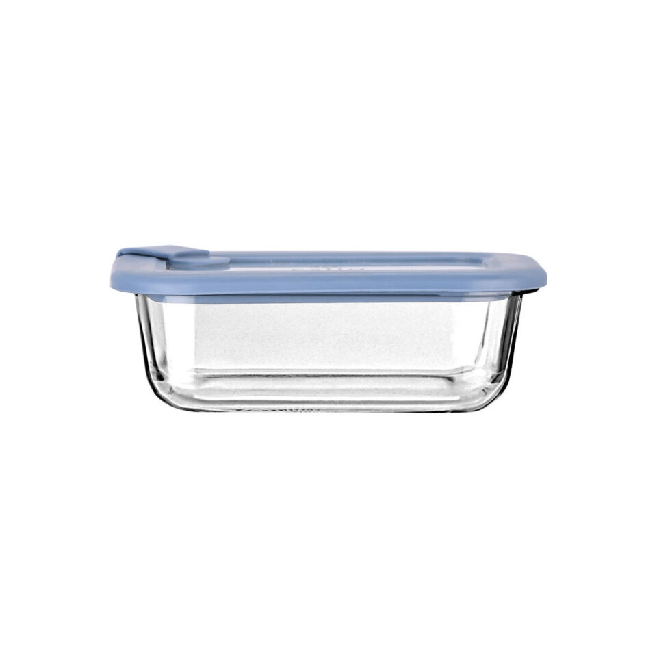 ΦΑΓΗΤΟΔΟΧΕΙΟ COLORSEAL ΓΥΑΛΙΝΟ 370ml 16.3x12.3x6.2cm ΜΕ ΚΑΠΑΚΙ ΣΙΛΙΚΟΝΗΣ ΜΠΛΕ
