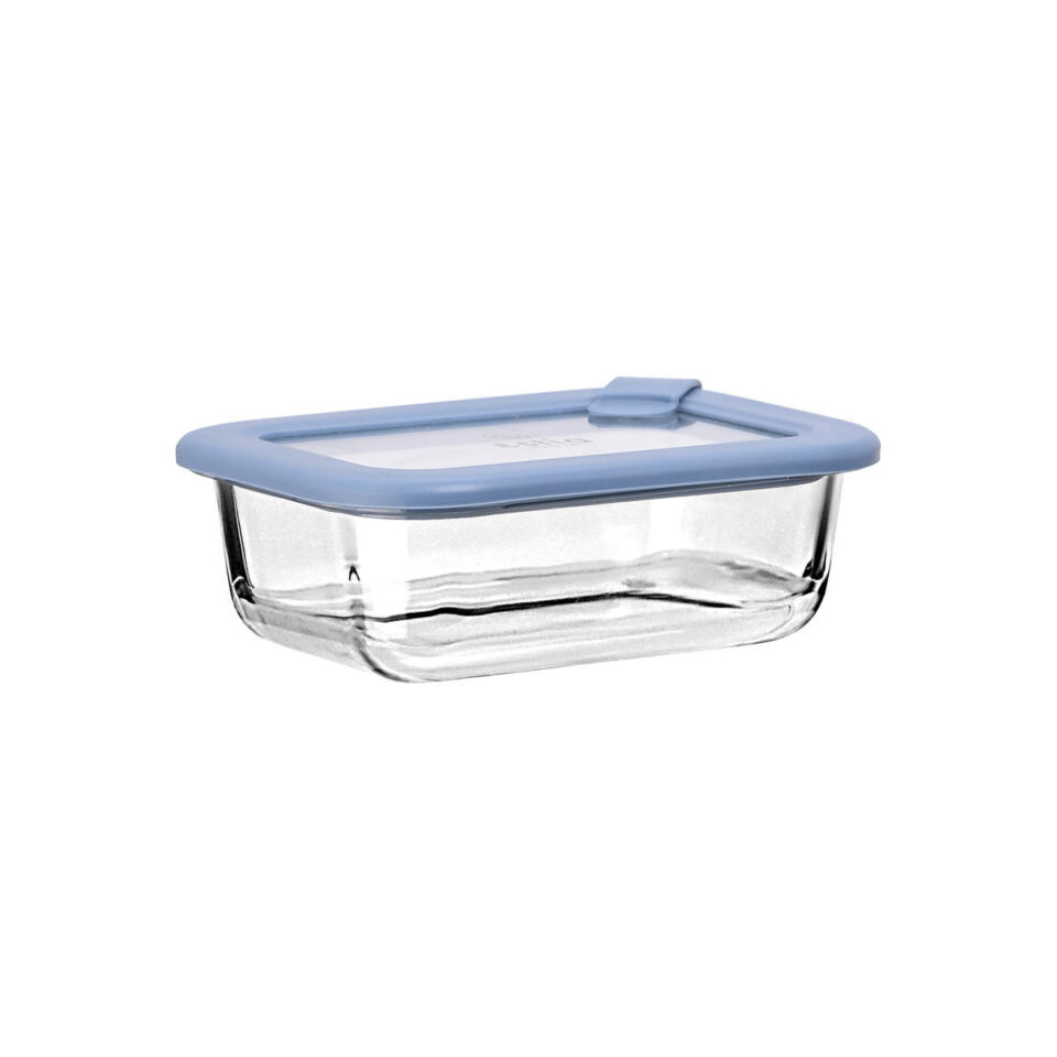ΦΑΓΗΤΟΔΟΧΕΙΟ COLORSEAL ΓΥΑΛΙΝΟ 370ml 16.3x12.3x6.2cm ΜΕ ΚΑΠΑΚΙ ΣΙΛΙΚΟΝΗΣ ΜΠΛΕ