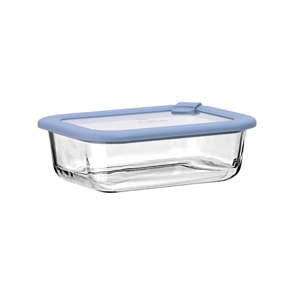 ΦΑΓΗΤΟΔΟΧΕΙΟ COLORSEAL ΓΥΑΛΙΝΟ 640ml 18.9x14.5x6.7 ΜΕ ΚΑΠΑΚΙ ΣΙΛΙΚΟΝΗΣ ΜΠΛΕ