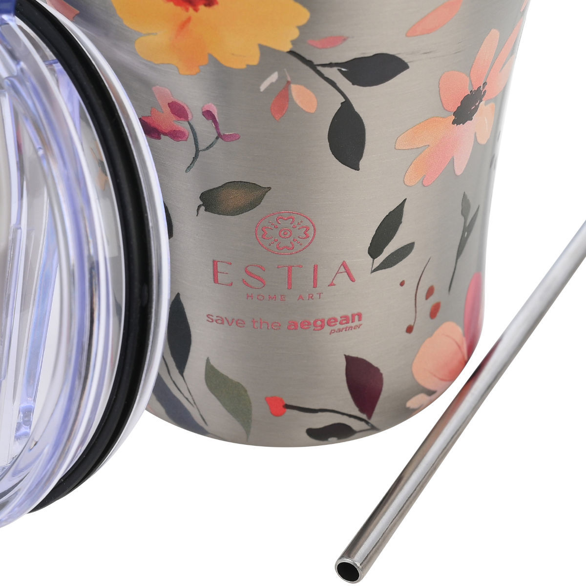 ΘΕΡΜΟΣ COFFEE MUG SAVE THE AEGEAN 350ml SILVER BOTANIC