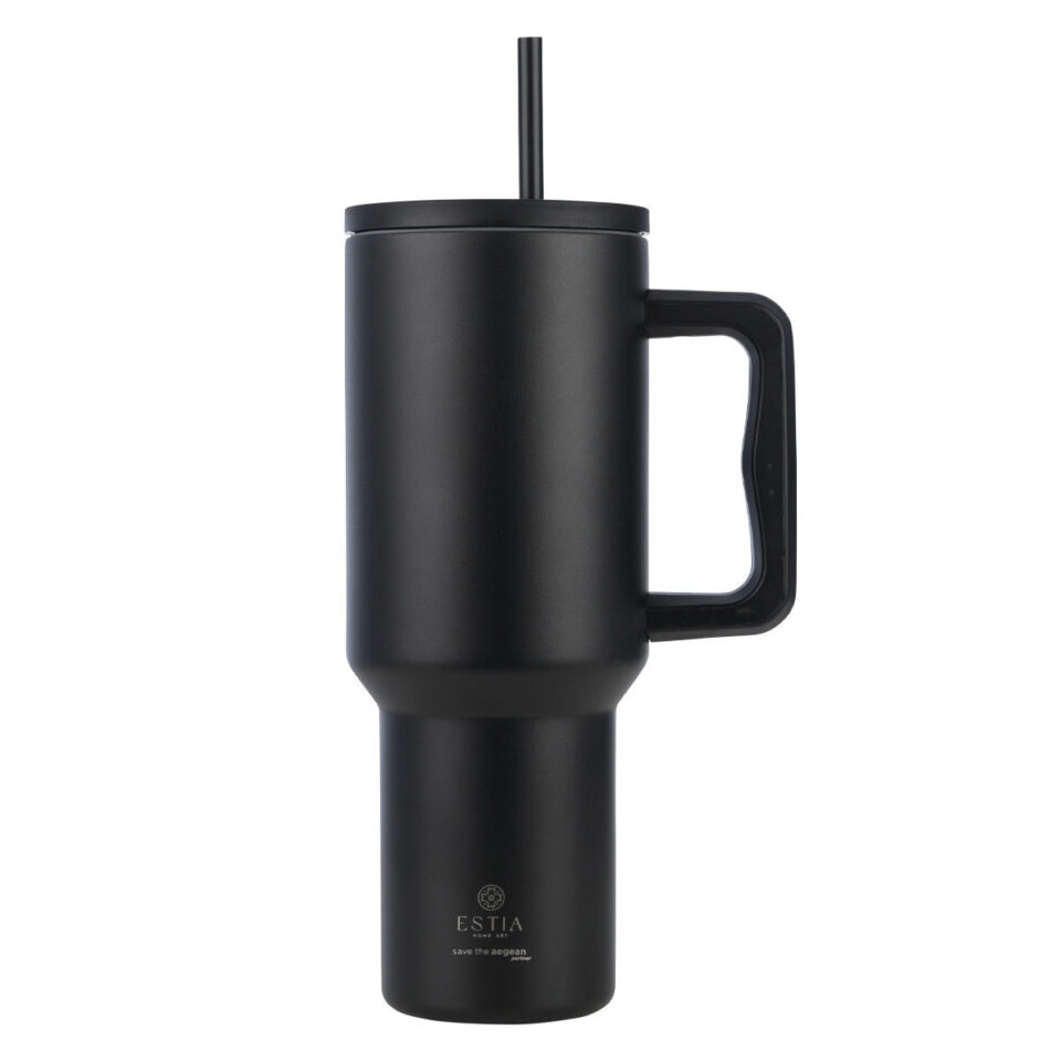ΘΕΡΜΟΣ STRAW TUMBLER XL SAVE THE AEGEAN 1200ml MIDNIGHT BLACK