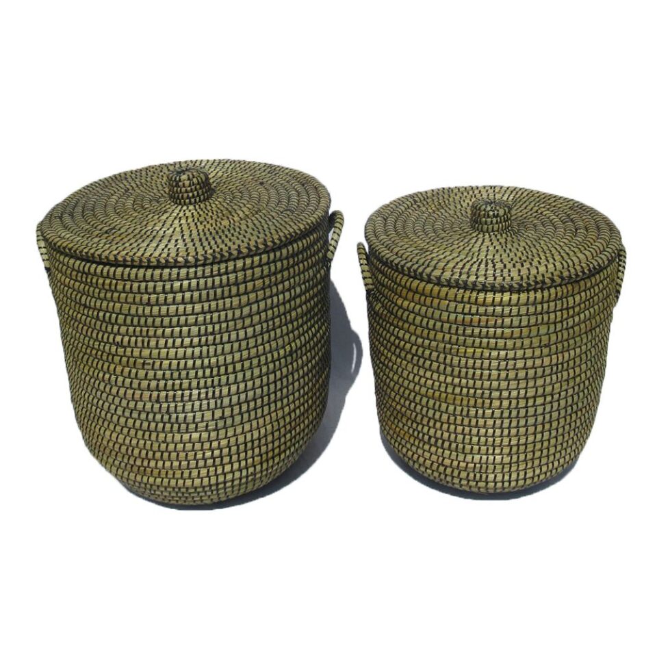 AFRICA ΚΑΛΑΘΙ ΜΕ ΚΑΠΑΚΙ 45x45x50 KANSGRASS ΦΥΣΙΚΟ ΜΑΥΡΟ PVC