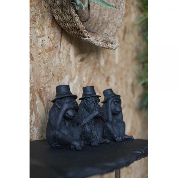 ABU DECO ΧΙΜΠΑΝΤΖΗΣ POLYRESIN ΜΑΥΡΟ 14x14xH22,5cm