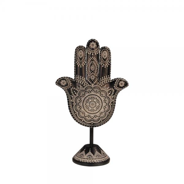 HAMSA DECO ΧΕΡΙ POLYRESIN ΜΑΥΡΟ ΛΕΥΚΟ 16x8,5xH27,1cm