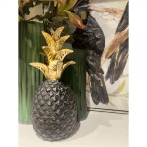 FRUGT DECO ΑΝΑΝΑΣ POLYRESIN ΜΑΥΡΟ ΧΡΥΣΟ 15x15xH33,5cm