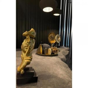 FRAIS DECO ΜΗΛΟ POLYRESIN ΜΑΥΡΟ ΧΡΥΣΟ 13x11xH12,5cm