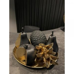 FRAIS DECO ΜΗΛΟ POLYRESIN ΜΑΥΡΟ ΧΡΥΣΟ 13x11xH12,5cm