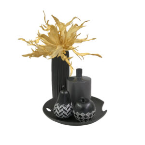 FRUIT BLACK 2 ΔΙΑΚΟΣΜΗΤΙΚΟ ΜΗΛΟ 12x12x13 POLYRESIN ΜΑΥΡΟ ΛΕΥΚΟ