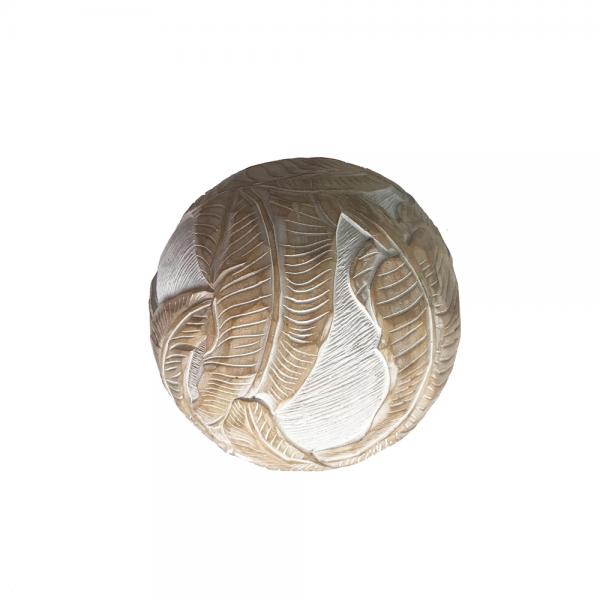 LEAF 2 DECO ΜΠΑΛΑ POLYRESIN ΦΥΣΙΚΟ ΛΕΥΚΟ D10xH10cm