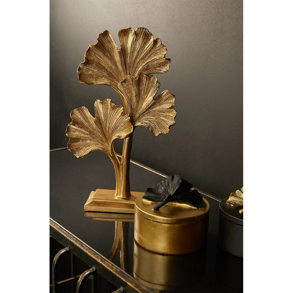 LEAF BLACK ΚΟΥΤΙ ΑΠΟΘΗΚΕΥΣΗΣ 11x11x10 POLYRESIN ΧΡΥΣΟ ΜΑΥΡΟ