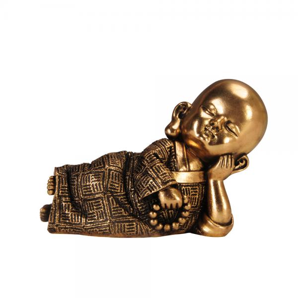 LITTLE MONK ΔΙΑΚΟΣΜΗΤΙΚΟ ΒΟΥΔΑΣ POLYRESIN ΧΡΥΣΟ ΜΑΥΡΟ 15,6x7,3xH10,2cm