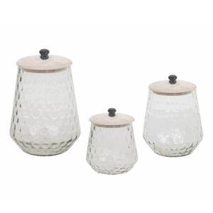 SCHERA ΔΟΧΕΙΟ ΑΠΟΘΗΚΕΥΣΗΣ ΜΕ ΚΑΠΑΚΙ 14x14x20 ΓΥΑΛΙ WHITE WASHED ΞΥΛΟ