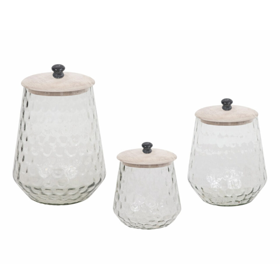 SCHERA ΔΟΧΕΙΟ ΑΠΟΘΗΚΕΥΣΗΣ ΜΕ ΚΑΠΑΚΙ 14x14x20 ΓΥΑΛΙ WHITE WASHED ΞΥΛΟ